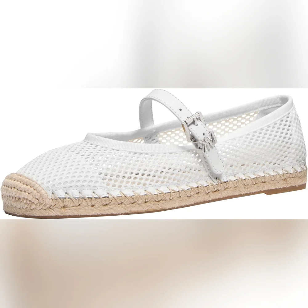 MICHAEL Michael Kors Women's Lynn White Mesh Ballet Espadrille Size 10